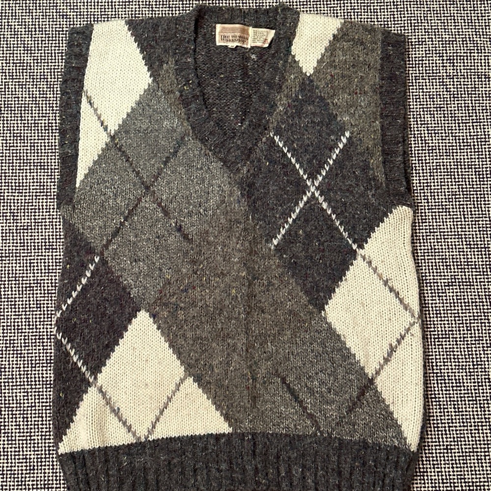 Vintage Gray Argyle Sweater Vest size S